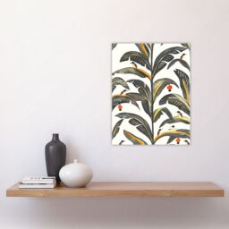 "Artery8 Palm Leaves Birds Tropical Pattern Botanical Wall Art Print in Green - Size: W24"" x H32""" - thumbnail 4