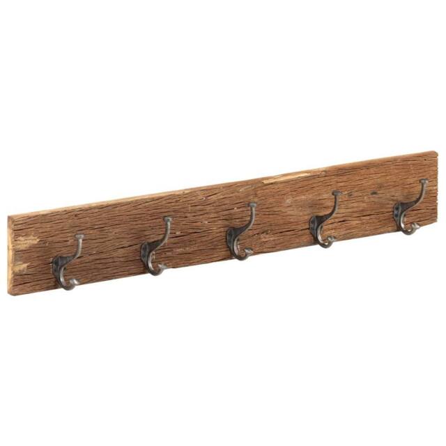 Berkfield Home Hall Hanger with 5 Hooks 100x2.5x15 cm Solid Reclaimed Wood in Brown - image 1