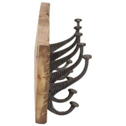 Berkfield Home Hall Hanger with 5 Hooks 100x2.5x15 cm Solid Reclaimed Wood in Brown - thumbnail 3