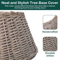 Olsen & Smith Christmas Tree Skirt Wicker Base Cover for Artificial Trees in Brown - Size: 7ft - thumbnail 4