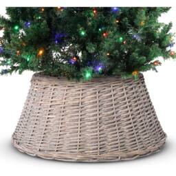 Olsen & Smith Christmas Tree Skirt Wicker Base Cover for Artificial Trees in Brown - Size: 7ft - thumbnail 1