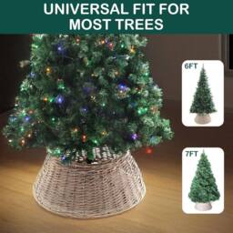 Olsen & Smith Christmas Tree Skirt Wicker Base Cover for Artificial Trees in Brown - Size: 7ft - thumbnail 5