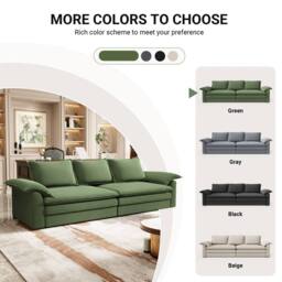 Dprodo 265CM Chenille Sofa Sleeper Deep Seat Couch in Green - thumbnail 9
