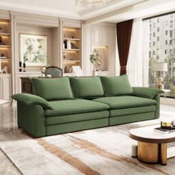 Dprodo 265CM Chenille Sofa Sleeper Deep Seat Couch in Green - thumbnail 3