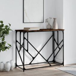 Berkfield Home Console Table Smoked Oak 100x40x80 cm Engineered Wood in Brown - Size: 100 x 40 x 80 cm - thumbnail 1
