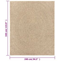 Berkfield Home Rug ZIZUR 240x340 cm Jute Look Indoor & Outdoor in Brown - Size: Medium - thumbnail 8