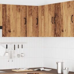 Berkfield Home Kitchen Wall Corner Cabinet Kalmar Old Wood Engineered Wood in Brown - thumbnail 3