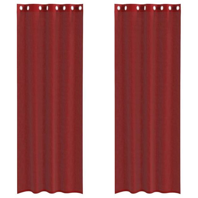 Berkfield Home Voile Curtains with Grommets 2 pcs Wine Red - image 1