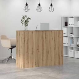Berkfield Home Reception Desk Artisan Oak 135x50x103.5 cm Engineered Wood in Brown - thumbnail 4