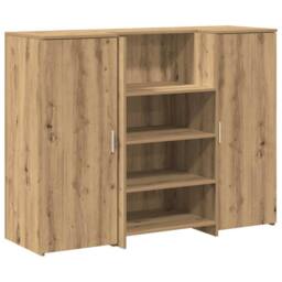 Berkfield Home Reception Desk Artisan Oak 135x50x103.5 cm Engineered Wood in Brown - thumbnail 1