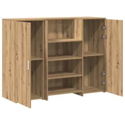 Berkfield Home Reception Desk Artisan Oak 135x50x103.5 cm Engineered Wood in Brown - thumbnail 6