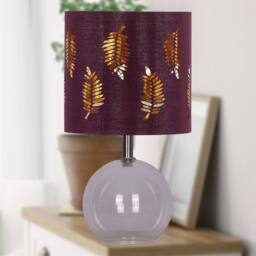 First Choice Lighting Set of 2 Buck - Clear Glass Globe Table Lamps with Burgundy Shade - thumbnail 4