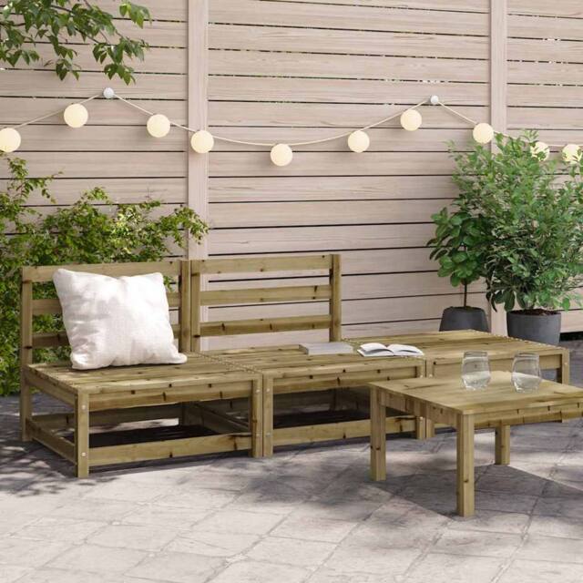 Berkfield Home Garden Sofa Armless with Footstool Impregnated Wood Pine in Brown - image 1