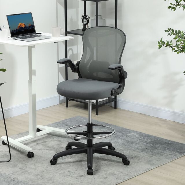VINSETTO Standing Desk Chair with Adjustable Footrest, Charcoal Grey in Dark Grey - image 1