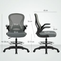 VINSETTO Standing Desk Chair with Adjustable Footrest, Charcoal Grey in Dark Grey - thumbnail 3