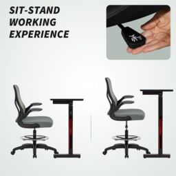 VINSETTO Standing Desk Chair with Adjustable Footrest, Charcoal Grey in Dark Grey - thumbnail 5