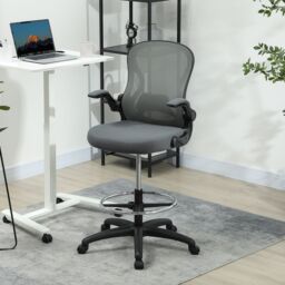 VINSETTO Standing Desk Chair with Adjustable Footrest, Charcoal Grey in Dark Grey