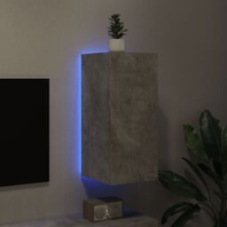 Berkfield Home TV Wall Cabinet with LED Lights Concrete Grey 30.5x35x70 cm - thumbnail 4
