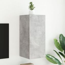Berkfield Home TV Wall Cabinet with LED Lights Concrete Grey 30.5x35x70 cm - thumbnail 1
