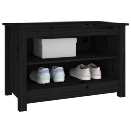 Berkfield Home Shoe Bench Black 70x38x45.5 cm Solid Wood Pine - thumbnail 5