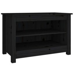 Berkfield Home Shoe Bench Black 70x38x45.5 cm Solid Wood Pine - thumbnail 2