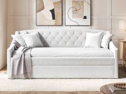 Flair Aurora Boucle Daybed with Trundle in White - Size: Single - thumbnail 1