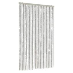 Berkfield Home Soft Fly Curtain Light Grey & White 100x220 cm Chenille - thumbnail 3