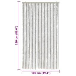 Berkfield Home Soft Fly Curtain Light Grey & White 100x220 cm Chenille - thumbnail 7