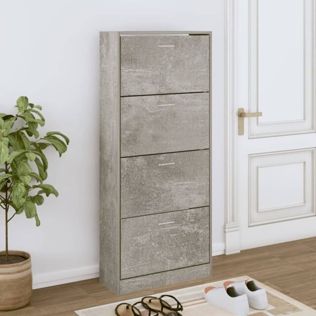 Berkfield Home Shoe Cabinet Concrete Grey 63x24x147 cm Engineered Wood - Size: 63 x 24 x 147 cm - image 1