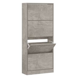 Berkfield Home Shoe Cabinet Concrete Grey 63x24x147 cm Engineered Wood - Size: 63 x 24 x 147 cm - thumbnail 2