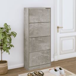 Berkfield Home Shoe Cabinet Concrete Grey 63x24x147 cm Engineered Wood - Size: 63 x 24 x 147 cm