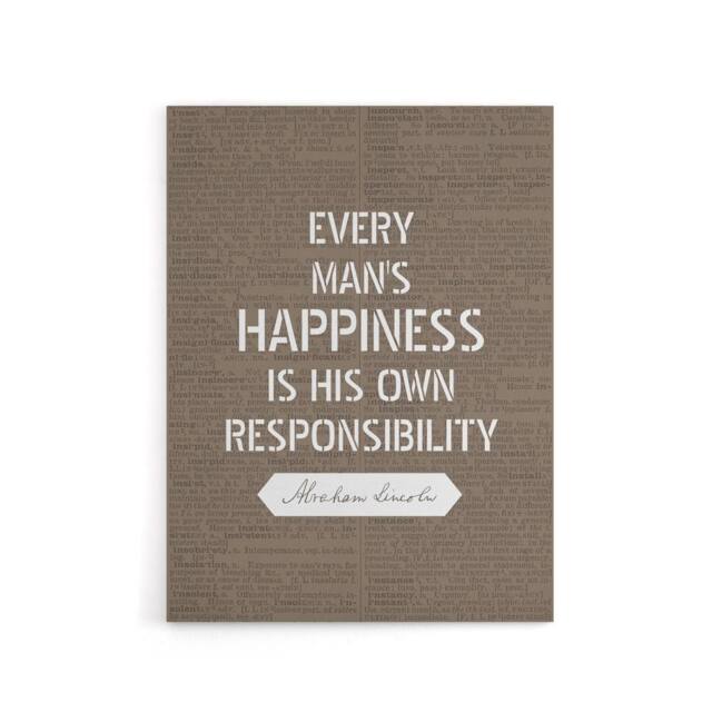 "Artery8 Abraham Lincoln Happiness Quote Canvas Wall Art Print in Brown - Size: W18"" x H24""" - image 1