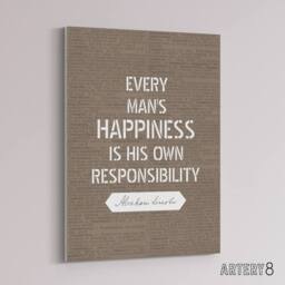 "Artery8 Abraham Lincoln Happiness Quote Canvas Wall Art Print in Brown - Size: W18"" x H24""" - thumbnail 2