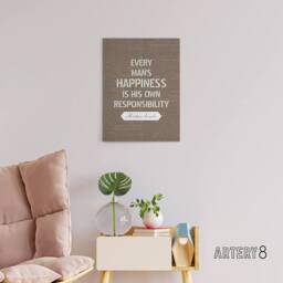 "Artery8 Abraham Lincoln Happiness Quote Canvas Wall Art Print in Brown - Size: W18"" x H24""" - thumbnail 3