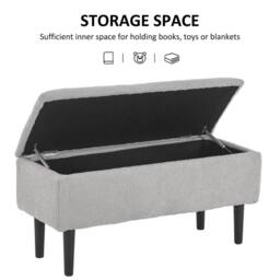 "Kelvenix grey 15"" Modern Ottoman Storage Box - Size: 0.6m2" - thumbnail 3