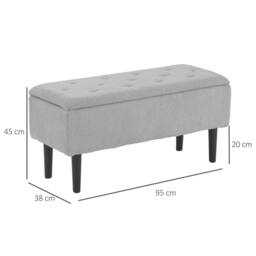 "Kelvenix grey 15"" Modern Ottoman Storage Box - Size: 0.6m2" - thumbnail 2