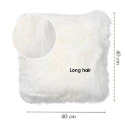 Infinity Leather Natural Sheepskin Real Wool Cushion in Ivory - Size: 40 cm x 40 cm - thumbnail 3