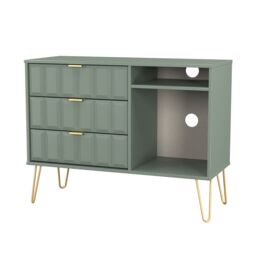 Ready Assembled 2 U Metro 3 Drawer TV Unit (Ready Assembled) in Pale Green - thumbnail 4