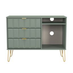 Ready Assembled 2 U Metro 3 Drawer TV Unit (Ready Assembled) in Pale Green - thumbnail 2