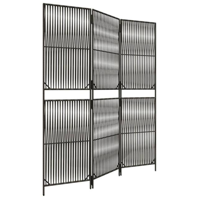 Berkfield Home Room Divider 3 Panels Grey Poly Rattan - image 1