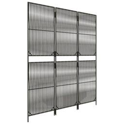 Berkfield Home Room Divider 3 Panels Grey Poly Rattan - thumbnail 4