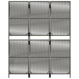 Berkfield Home Room Divider 3 Panels Grey Poly Rattan - thumbnail 5