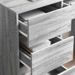 Berkfield Home Grey Writing Desk Grey Sonoma Engineered Wood Medium Storage - thumbnail 4
