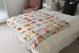 Benjamin Tate Design Leaves & Flowers, Abstract shapes Designer Blanket in Natural - Size: 120 cm x 150 cm - thumbnail 4