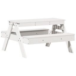Berkfield Home Picnic Table for Kids White 88x97x52 cm Solid Wood Pine - Size: 88 x 97 x 52 cm - thumbnail 6