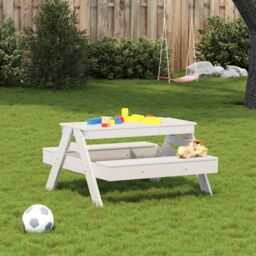 Berkfield Home Picnic Table for Kids White 88x97x52 cm Solid Wood Pine - Size: 88 x 97 x 52 cm - thumbnail 3