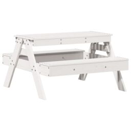 Berkfield Home Picnic Table for Kids White 88x97x52 cm Solid Wood Pine - Size: 88 x 97 x 52 cm - thumbnail 2
