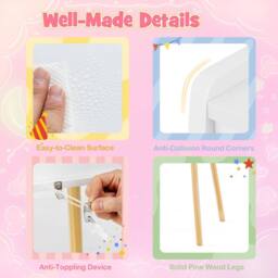 Costway Princess Makeup Dressing Desk & Chair Set Kids Vanity Set-White in White - thumbnail 5