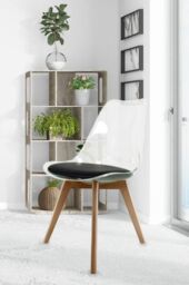 Fusion Living Soho Clear Plastic Dining Chair with Squared Light Wood Legs in Black - thumbnail 1