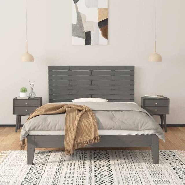 Berkfield Home Wall Headboard Grey 126x3x63 cm Solid Wood Pine - Size: 126 x 3 x 63 cm - image 1